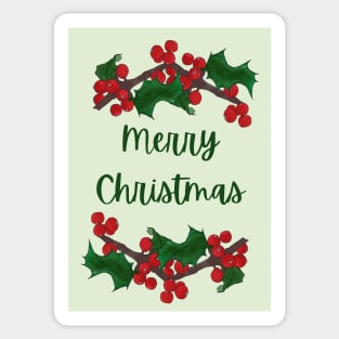 Holly Framed Merry Christmas Message Sticker